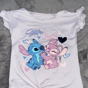 Disney Kids Stitch & Angel Tee - White and Pink